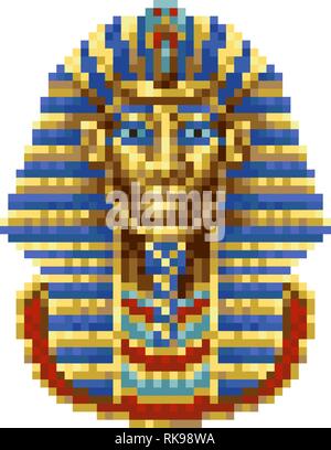 Ägyptischen Pharao Maske Symbol Pixel-art Stock Vektor