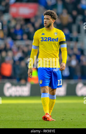 9. Februar 2019, Riverside Stadium, Middlesbrough, England; Sky Bet Meisterschaft, Middlesbrough vs Leeds United: Tyler Roberts (11) von Leeds Utd Credit: Craig Milner/News Bilder der Englischen Football League Bilder unterliegen DataCo Lizenz Stockfoto