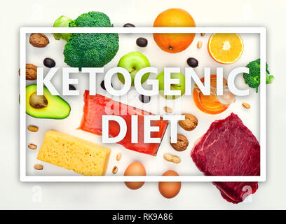 Bild oben auf die Produkte für ketogenic Diät. Stockfoto