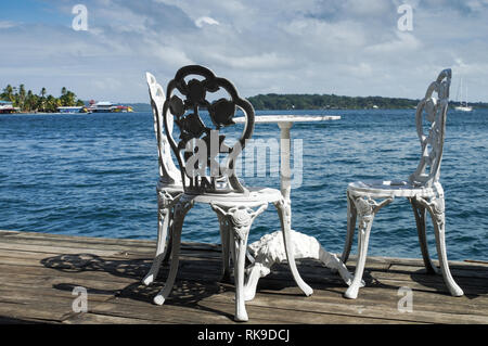 Blick auf ei Faro del Calibri Hotel auf carenero Insel im Archipel Bocas del Toro, Panama Stockfoto