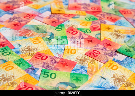 Sammlung der neue Schweizer Banknoten (2017) Stockfoto