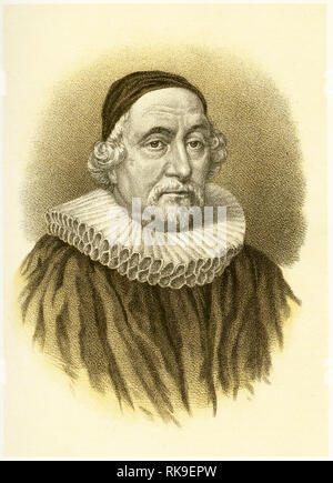 Gravur von James Ussher (1581 - 1656) Die Kirche von Irland Erzbischof von Armagh und Primas von Irland zwischen 1625 und 1656. Er war ein produktiver Gelehrter und Führer der Kirche. Stockfoto