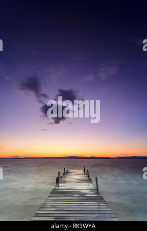 Sonnenuntergang über der Albufera de Valencia, Comunidad Valenciana, Spanien Stockfoto