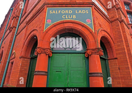 Salford Lads Club Eingang, wie in der Smiths album, die Königin ist tot, der heilige Ignatius, Salford, Lancashire, North West England, Großbritannien, M5 3RX Stockfoto