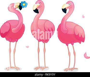 Vektor cartoon Animal clipart: happy Pink Flamingo Stock Vektor