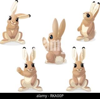 Vektor cartoon Animal clipart: Hase, Bunny Set Stock Vektor