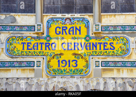 Art déco-Fassade des Gran Teatro Cervantes, Tanger, Marokko, Nordafrika Stockfoto