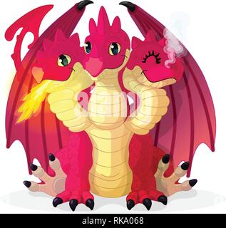 Vektor cartoon Animal clipart: 3 rote vorangegangener Drache Stock Vektor