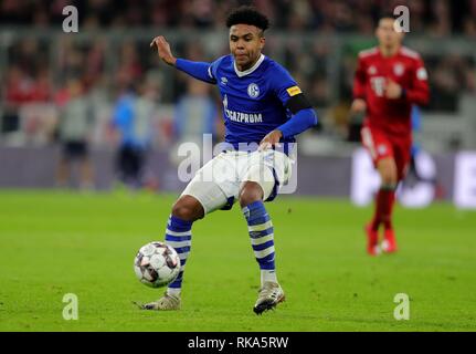 München, Deutschland. 09 Feb, 2019. firo: 09.02.2019, Fußball, 1.Bundesliga, Saison 2018/2019, FC Bayern München - FC Schalke 04 3:1, Weston McKennie, FC Schalke 04, Schalke, single use | Verwendung der weltweiten Kredit: dpa/Alamy leben Nachrichten Stockfoto