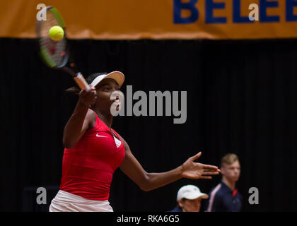 Vom 9. Februar 2019 Den Bosch, Niederlande Tennis FED Cup Niederlande gegen Kanada Francoise Abanda Credit: Orange Bilder vof/Alamy leben Nachrichten Stockfoto