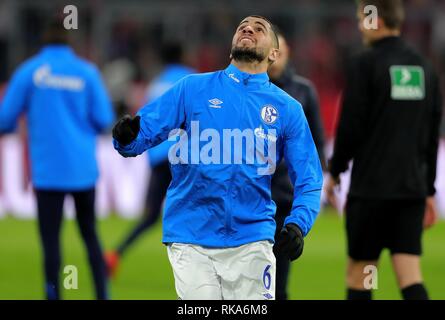 München, Deutschland. 09 Feb, 2019. firo: 09.02.2019, Fußball, 1.Bundesliga, Saison 2018/2019, FC Bayern München - FC Schalke 04 3:1, Omar Mascarell, FC Schalke 04, Schalke, halb Abbildung | Verwendung der weltweiten Kredit: dpa/Alamy leben Nachrichten Stockfoto