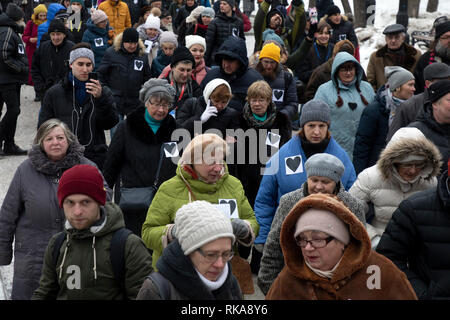 Moskau, Russland. 10. Februar, 2019: die Menschen an Mütter 'Wut März, eine Veranstaltung zur Unterstützung der politischen Gefangenen, Tverskoy Boulevard Credit: Nikolay Winokurow/Alamy leben Nachrichten Stockfoto