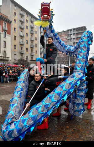 Foto Claudio Furlan LaPresse 10-02-2019 Milano (Italia) Cronaca Capodanno cinese con Parata da Piazza Gramsci ein Via Paolo Sarpi Stockfoto