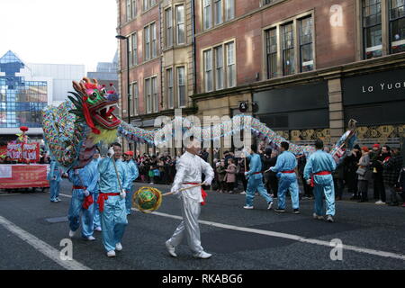 Newcastle, Großbritannien. Februar 10. 2019. Chinesisches Neujahrsfest des Schweins auf der Stowel Street, Stadtzentrum, Credit: DEW/Alamy Live News Stockfoto