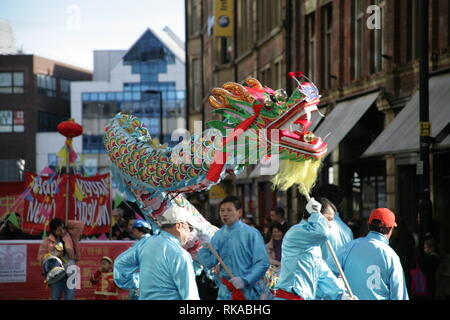 Newcastle, Großbritannien. Februar 10. 2019. Chinesisches Neujahrsfest des Schweins auf der Stowel Street, Stadtzentrum, Credit: DEW/Alamy Live News Stockfoto