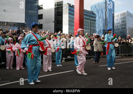 Newcastle, Großbritannien. Februar 10. 2019. Chinesisches Neujahrsfest des Schweins auf der Stowel Street, Stadtzentrum, Credit: DEW/Alamy Live News Stockfoto