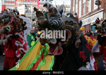 Newcastle, Großbritannien. Februar 10. 2019. Chinesisches Neujahrsfest des Schweins auf der Stowel Street, Stadtzentrum, Credit: DEW/Alamy Live News Stockfoto