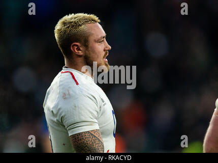 Rugby Union, Twickenham, London, UK. 10. Februar 2019. 10/02/2019 Jack Nowell von England während der Guinness 6 Nationen Übereinstimmung zwischen England und Frankreich bei Twickenham Stadium. Credit: Paul Harding/Alamy leben Nachrichten Stockfoto