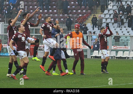 Während der Serie A TIM Fußballspiel zwischen Torino FC und Udinese Calcio im Stadio Grande Torino am 10 Februar, 2019 in Turin, Italien. Stockfoto