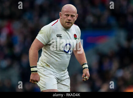 Rugby Union, Twickenham, London, UK. 10. Februar 2019. 10/02/2019 Dan Cole von England während der Guinness 6 Nationen Übereinstimmung zwischen England und Frankreich bei Twickenham Stadium. Credit: Paul Harding/Alamy leben Nachrichten Stockfoto