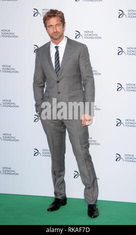 Gerard Butler kommt an der Novak Djokovic Foundation London Gala Dinner im Roundhouse Theatre, Chalk Farm, nördlich von London. Die Stiftung Vision i Stockfoto