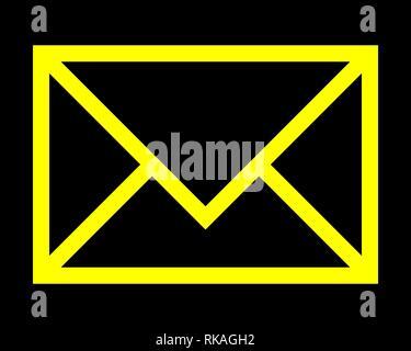Mail Symbol - Gelb einfache Umrisse, isoliert - Vector Illustration Stock Vektor