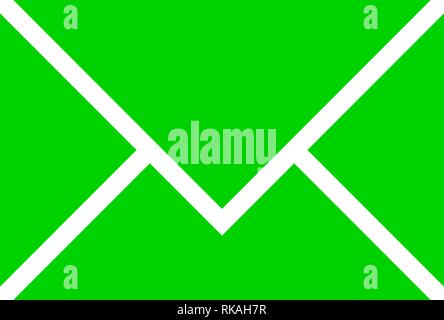 Mail Symbol - Grün einfach, isoliert - Vector Illustration Stock Vektor