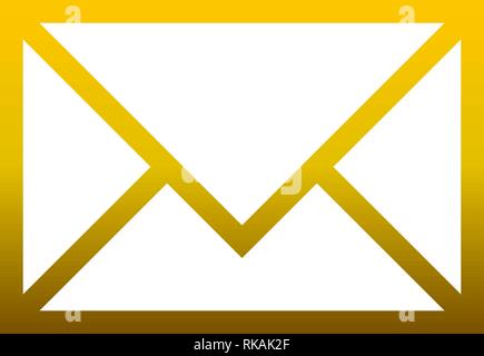 Mail Symbol - golden gradient Umrisse, isoliert - Vector Illustration Stock Vektor