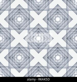 Nahtlose Muster mit sich überschneidenden Rechtecken. Monochrome Ornament. Abstrakte Kaleidoskop Hintergrund. Vektor sich wiederholende Textur. Stock Vektor