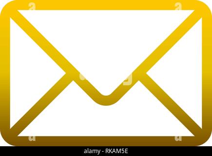 Mail Symbol - golden gradient Umriss mit abgerundeten Ecken, isoliert - Vector Illustration Stock Vektor