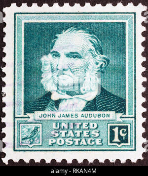 John James Audubon auf alte US-Briefmarke Stockfoto