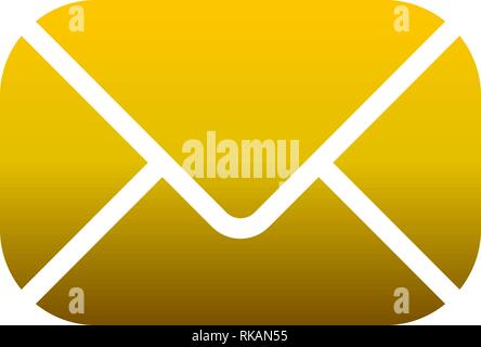 Mail Symbol - golden Farbverlauf mit abgerundeten Ecken, isoliert - Vector Illustration Stock Vektor