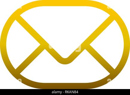 Mail Symbol - golden gradient Umriss gerundet, isoliert - Vector Illustration Stock Vektor