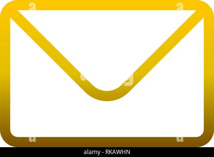 Mail Symbol - golden gradient Umriss mit abgerundeten Ecken, isoliert - Vector Illustration Stock Vektor