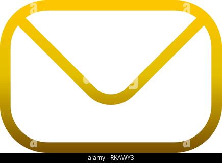 Mail Symbol - golden gradient Umriss mit abgerundeten Ecken, isoliert - Vector Illustration Stock Vektor