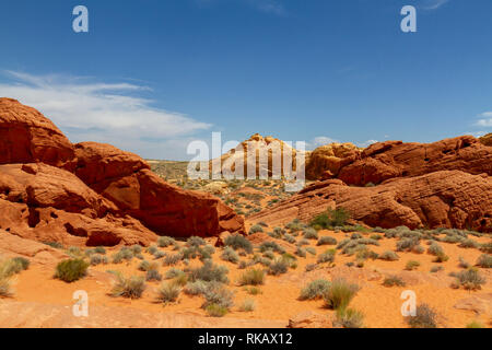 Allgemeine Ansicht West der Rainbow Vista Bereich der Valley of Fire State Park, Nevada, United States. Stockfoto