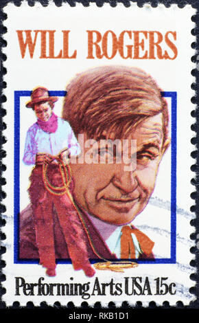 Will Rogers auf amerikanische Briefmarke Stockfoto