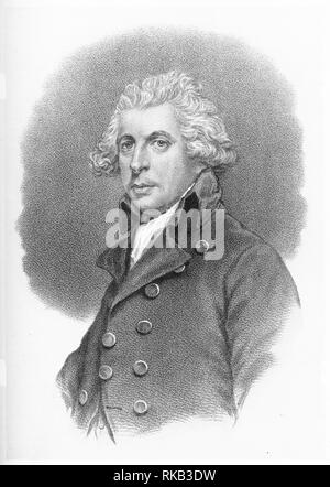 Gravur von Butler Richard Brinsley Sheridan (1751 - 1816) Irische Satiriker, Dramatiker, Lyriker, und langfristige Inhaber des London Theatre Royal, Drury Lane. Stockfoto