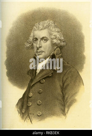 Gravur von Butler Richard Brinsley Sheridan (1751 - 1816) Irische Satiriker, Dramatiker, Lyriker, und langfristige Inhaber des London Theatre Royal, Drury Lane. Stockfoto