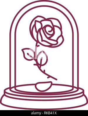 Vektor Schönheit und Tier line Rose, Glaskuppel Stock Vektor