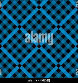 Blau diagonal abstrakte Plaid nahtlose Muster. - Abbildung: Eps 10. Stock Vektor
