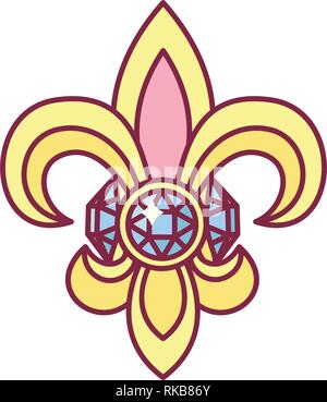 Vektor fleur de lis, Lys heraldischen mit Diamant Stock Vektor