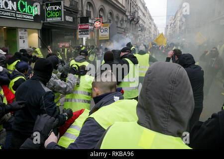 Die Gewalten Markierung der 13. Tag des gelben Jacken Mobilisierung, Lyon, Frankreich Stockfoto