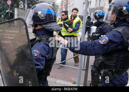 Die Gewalten Markierung der 13. Tag des gelben Jacken Mobilisierung, Lyon, Frankreich Stockfoto