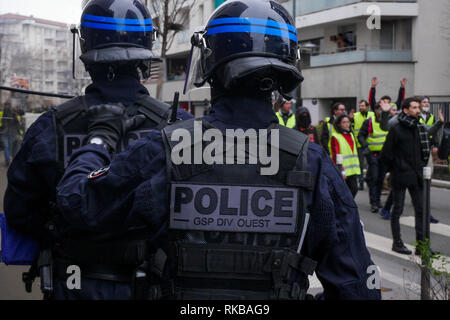 Die Gewalten Markierung der 13. Tag des gelben Jacken Mobilisierung, Lyon, Frankreich Stockfoto