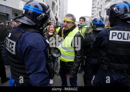 Die Gewalten Markierung der 13. Tag des gelben Jacken Mobilisierung, Lyon, Frankreich Stockfoto