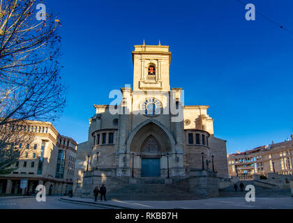 Albacete, Spanien, Februar 2017: Fassade der Kathedrale von San Juan in Stadt Albacete in Kastilien La Mancha Stockfoto