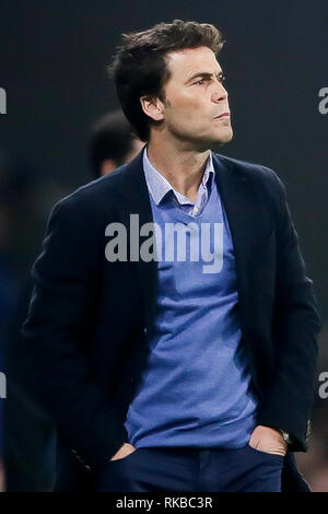 Rubi (Joan Francesc Ferrer Sicilia) der RCD Espanyol konzentrierte sich auf die gleichen während La Liga Match zwischen RCD Espanyol und Rayo Vallecano an RCDE Stadion in Barcelona. Final Score: RCD Espanyol 2 - 1 Rayo Vallecano. Stockfoto