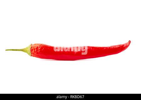 Single chili Schale auf weißem Hintergrund Stockfoto