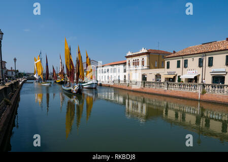 CESENATICO - August 7, 2018: Museum der Boote in der Porto Canale Leonardesco von Cesenatico, Emilia Romagna, Italien Stockfoto